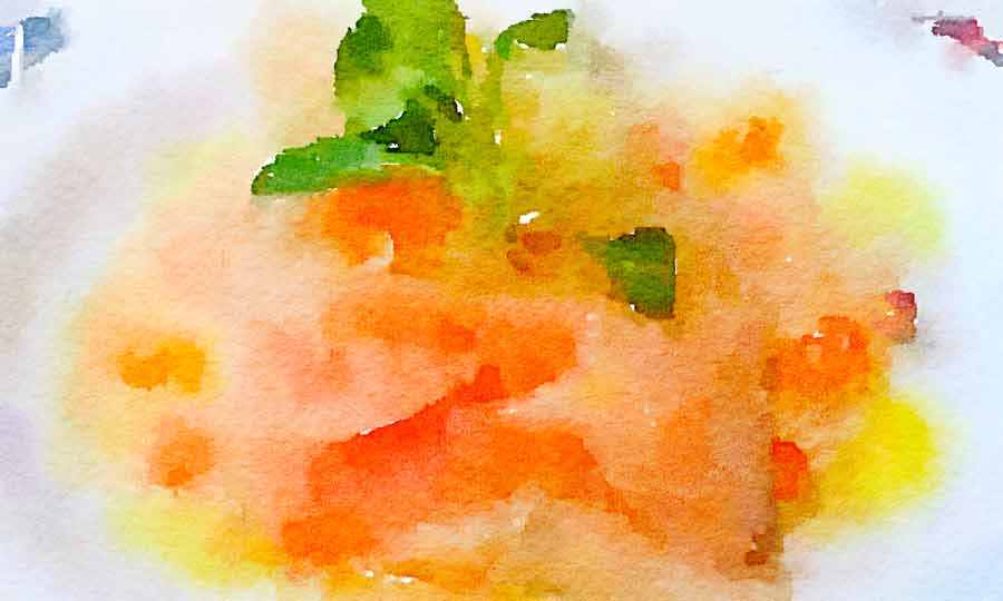 Carpaccio di storione affumicato, rucola e melograno