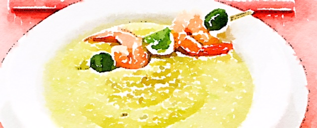 Crema di zucchine con gamberetti